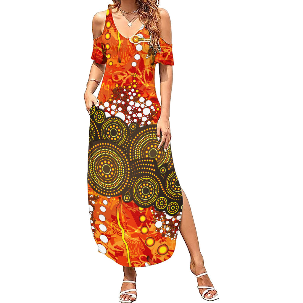 Perth Scorchers Summer Maxi Dress Graffiti Urban Aboriginal Dot Abstract Design