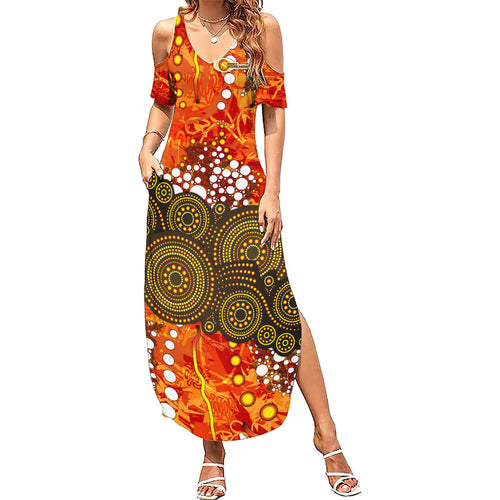 Perth Scorchers Summer Maxi Dress Graffiti Urban Aboriginal Dot Abstract Design
