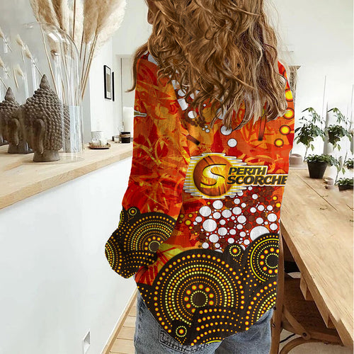 Perth Scorchers Women Casual Shirt Graffiti Urban Aboriginal Dot Abstract Design