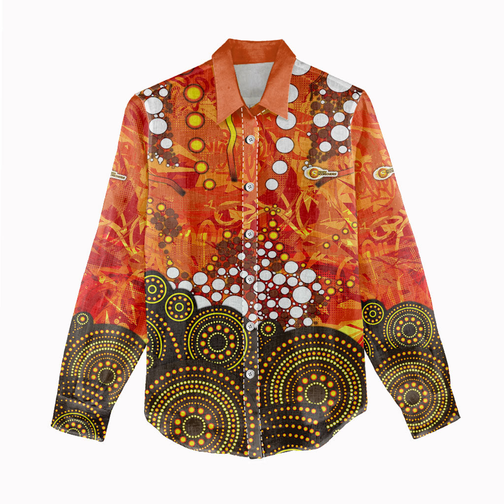 Perth Scorchers Women Casual Shirt Graffiti Urban Aboriginal Dot Abstract Design