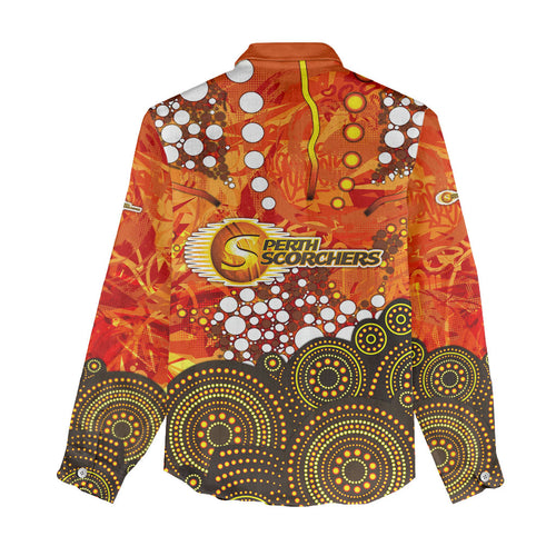Perth Scorchers Women Casual Shirt Graffiti Urban Aboriginal Dot Abstract Design