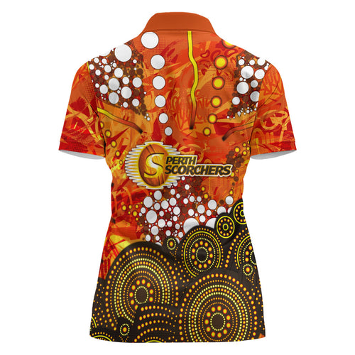 Perth Scorchers Women Polo Shirt Graffiti Urban Aboriginal Dot Abstract Design