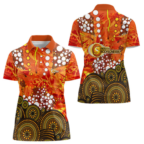 Perth Scorchers Women Polo Shirt Graffiti Urban Aboriginal Dot Abstract Design