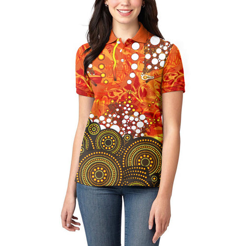 Perth Scorchers Women Polo Shirt Graffiti Urban Aboriginal Dot Abstract Design