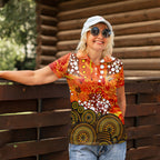 Perth Scorchers Women Polo Shirt Graffiti Urban Aboriginal Dot Abstract Design