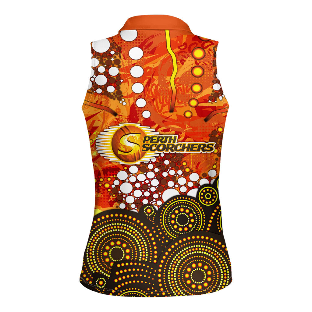Perth Scorchers Women Sleeveless Polo Shirt Graffiti Urban Aboriginal Dot Abstract Design