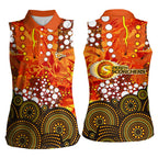Perth Scorchers Women Sleeveless Polo Shirt Graffiti Urban Aboriginal Dot Abstract Design