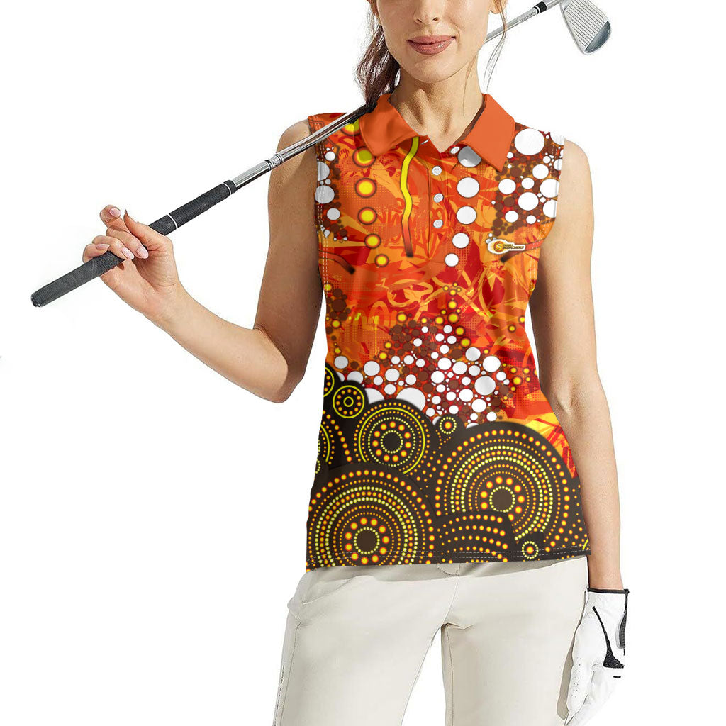 Perth Scorchers Women Sleeveless Polo Shirt Graffiti Urban Aboriginal Dot Abstract Design
