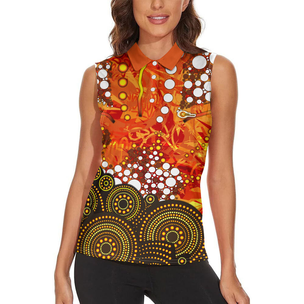 Perth Scorchers Women Sleeveless Polo Shirt Graffiti Urban Aboriginal Dot Abstract Design