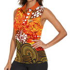 Perth Scorchers Women Sleeveless Polo Shirt Graffiti Urban Aboriginal Dot Abstract Design