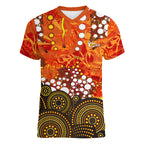 Perth Scorchers Women V-Neck T-Shirt Graffiti Urban Aboriginal Dot Abstract Design