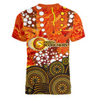 Perth Scorchers Women V-Neck T-Shirt Graffiti Urban Aboriginal Dot Abstract Design