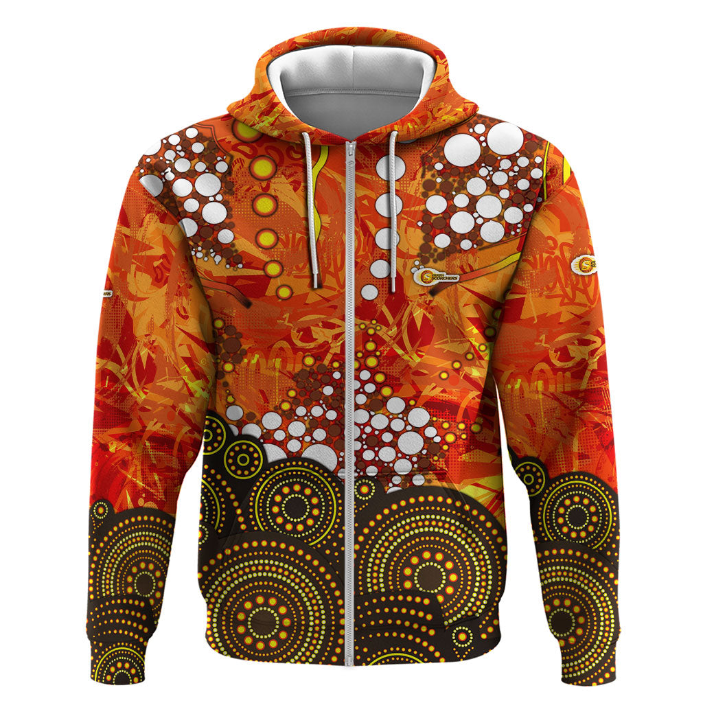 Perth Scorchers Zip Hoodie Graffiti Urban Aboriginal Dot Abstract Design