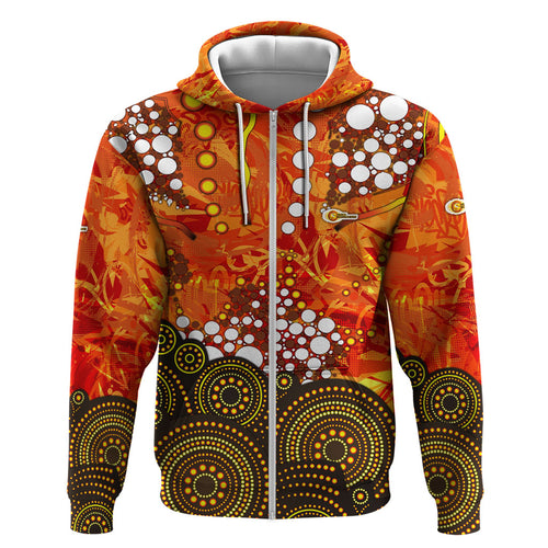 Perth Scorchers Zip Hoodie Graffiti Urban Aboriginal Dot Abstract Design