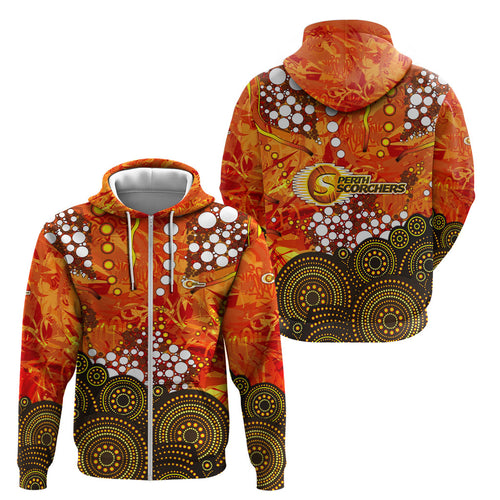Perth Scorchers Zip Hoodie Graffiti Urban Aboriginal Dot Abstract Design