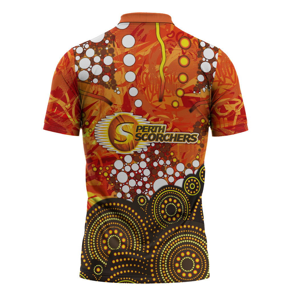 Perth Scorchers Zipper Polo Shirt Graffiti Urban Aboriginal Dot Abstract Design