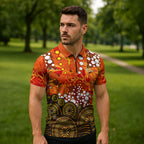 Perth Scorchers Zipper Polo Shirt Graffiti Urban Aboriginal Dot Abstract Design