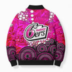 Sydney Sixers Bomber Puffer Jacket Graffiti Urban Aboriginal Dot Abstract Design