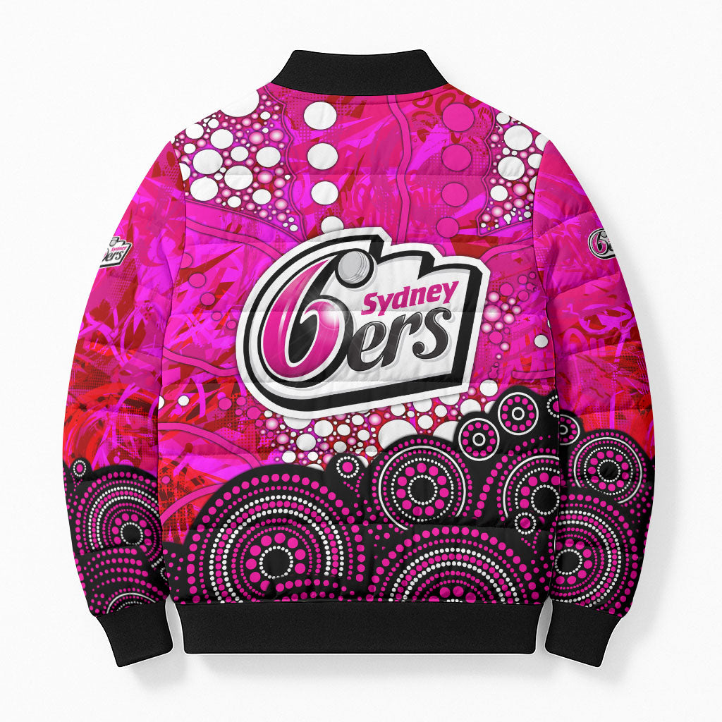 Sydney Sixers Bomber Puffer Jacket Graffiti Urban Aboriginal Dot Abstract Design