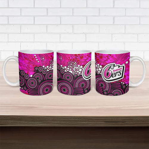 Sydney Sixers Ceramic Mug Graffiti Urban Aboriginal Dot Abstract Design