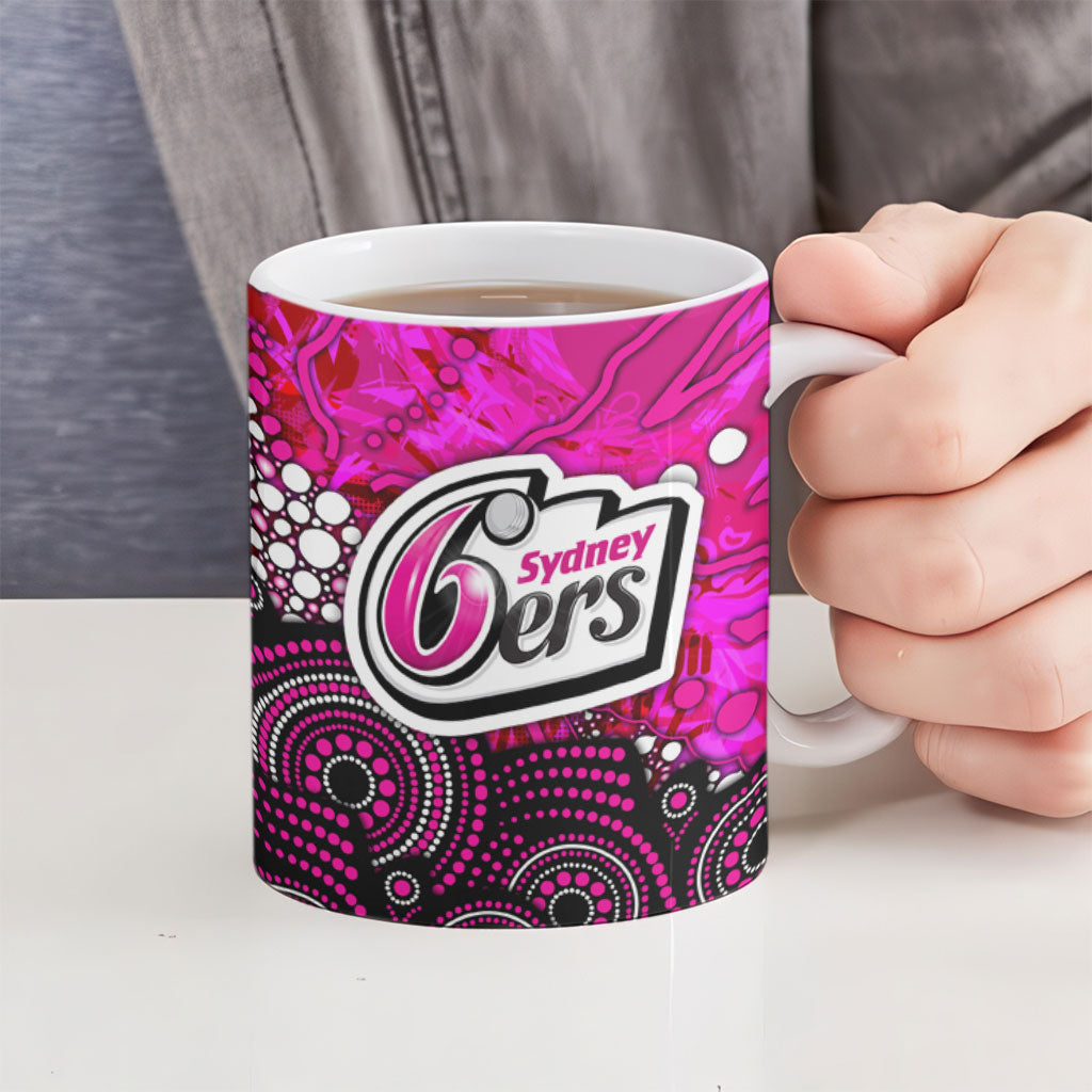 Sydney Sixers Ceramic Mug Graffiti Urban Aboriginal Dot Abstract Design
