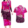 Sydney Sixers Couples Matching Long Sleeve Bodycon Dress and Hawaiian Shirt Graffiti Urban Aboriginal Dot Abstract Design