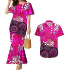 Sydney Sixers Couples Matching Mermaid Dress and Hawaiian Shirt Graffiti Urban Aboriginal Dot Abstract Design
