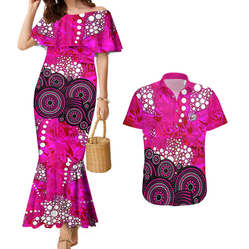 Sydney Sixers Couples Matching Mermaid Dress and Hawaiian Shirt Graffiti Urban Aboriginal Dot Abstract Design