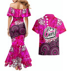 Sydney Sixers Couples Matching Mermaid Dress and Hawaiian Shirt Graffiti Urban Aboriginal Dot Abstract Design