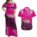 Sydney Sixers Couples Matching Off Shoulder Maxi Dress and Hawaiian Shirt Graffiti Urban Aboriginal Dot Abstract Design