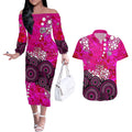 Sydney Sixers Couples Matching Off The Shoulder Long Sleeve Dress and Hawaiian Shirt Graffiti Urban Aboriginal Dot Abstract Design