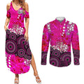 Sydney Sixers Couples Matching Summer Maxi Dress and Long Sleeve Button Shirt Graffiti Urban Aboriginal Dot Abstract Design