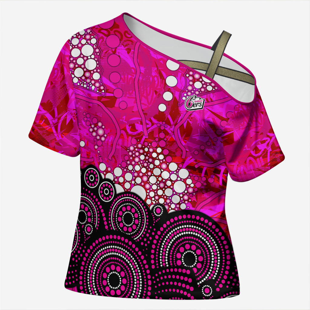 Sydney Sixers Cross Shoulder Shirt Graffiti Urban Aboriginal Dot Abstract Design