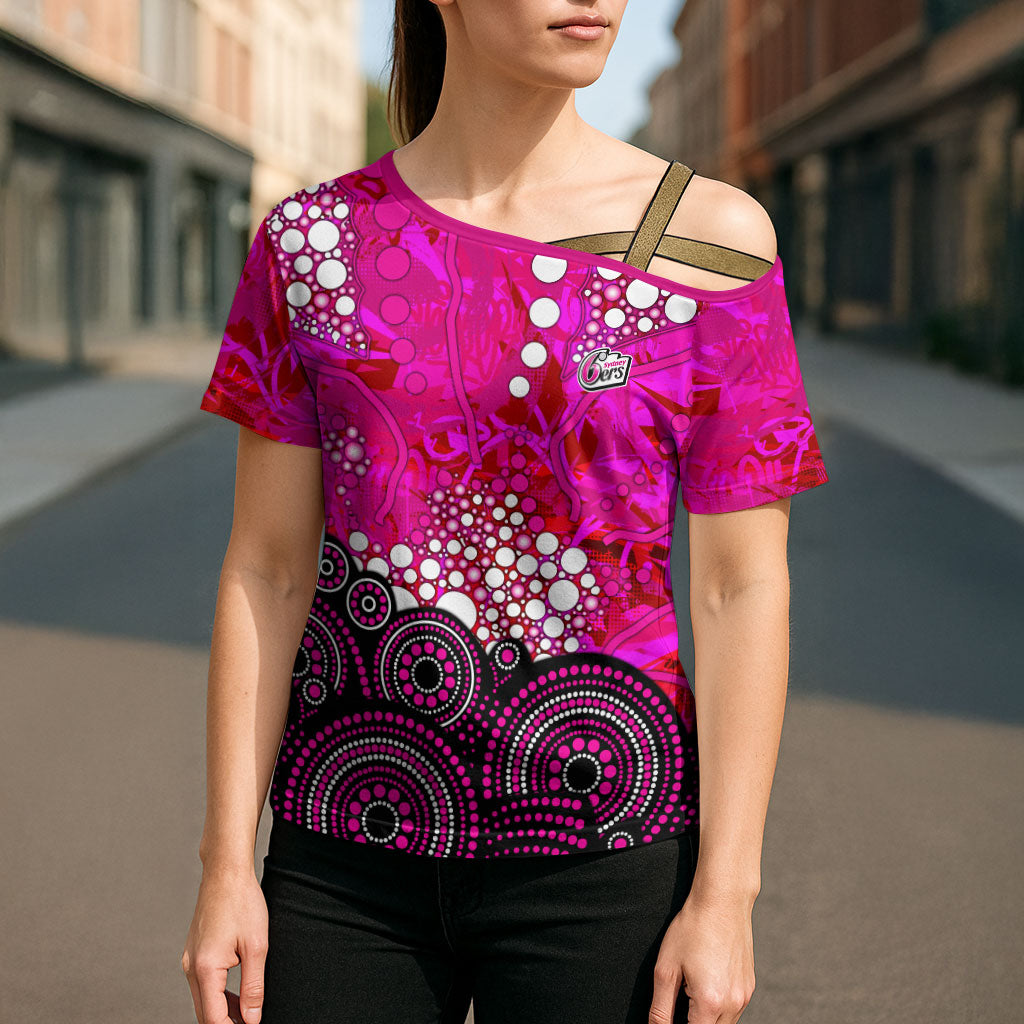 Sydney Sixers Cross Shoulder Shirt Graffiti Urban Aboriginal Dot Abstract Design