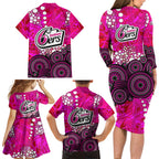 Sydney Sixers Family Matching Long Sleeve Bodycon Dress and Hawaiian Shirt Graffiti Urban Aboriginal Dot Abstract Design