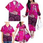 Sydney Sixers Family Matching Off The Shoulder Long Sleeve Dress and Hawaiian Shirt Graffiti Urban Aboriginal Dot Abstract Design