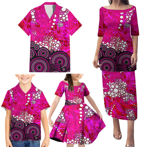 Sydney Sixers Family Matching Puletasi and Hawaiian Shirt Graffiti Urban Aboriginal Dot Abstract Design