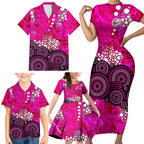 Sydney Sixers Family Matching Short Sleeve Bodycon Dress and Hawaiian Shirt Graffiti Urban Aboriginal Dot Abstract Design