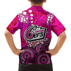Sydney Sixers Family Matching Short Sleeve Bodycon Dress and Hawaiian Shirt Graffiti Urban Aboriginal Dot Abstract Design