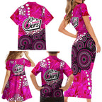 Sydney Sixers Family Matching Short Sleeve Bodycon Dress and Hawaiian Shirt Graffiti Urban Aboriginal Dot Abstract Design