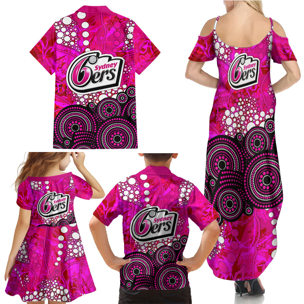 Sydney Sixers Family Matching Summer Maxi Dress and Hawaiian Shirt Graffiti Urban Aboriginal Dot Abstract Design