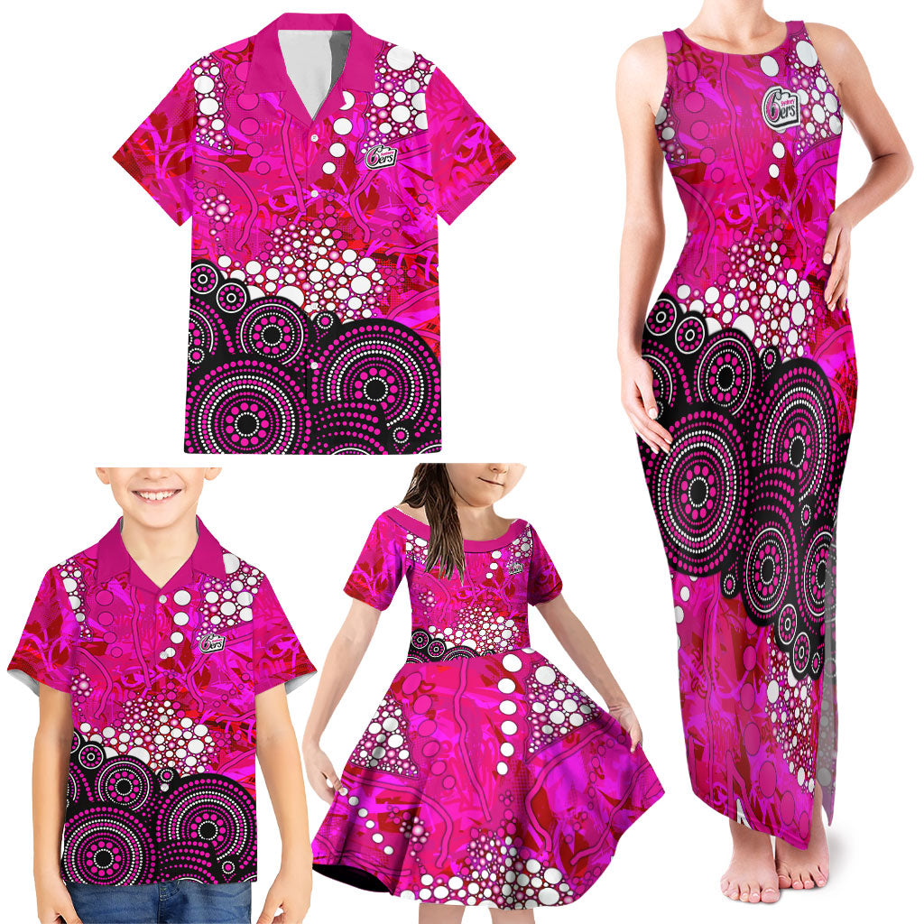 Sydney Sixers Family Matching Tank Maxi Dress and Hawaiian Shirt Graffiti Urban Aboriginal Dot Abstract Design