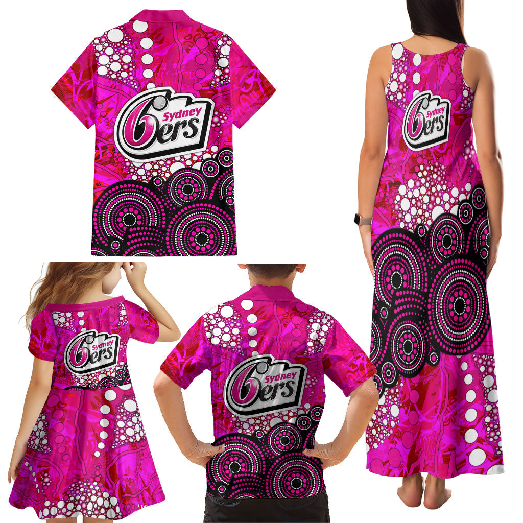 Sydney Sixers Family Matching Tank Maxi Dress and Hawaiian Shirt Graffiti Urban Aboriginal Dot Abstract Design