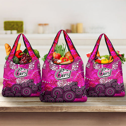 Sydney Sixers Grocery Bag Graffiti Urban Aboriginal Dot Abstract Design
