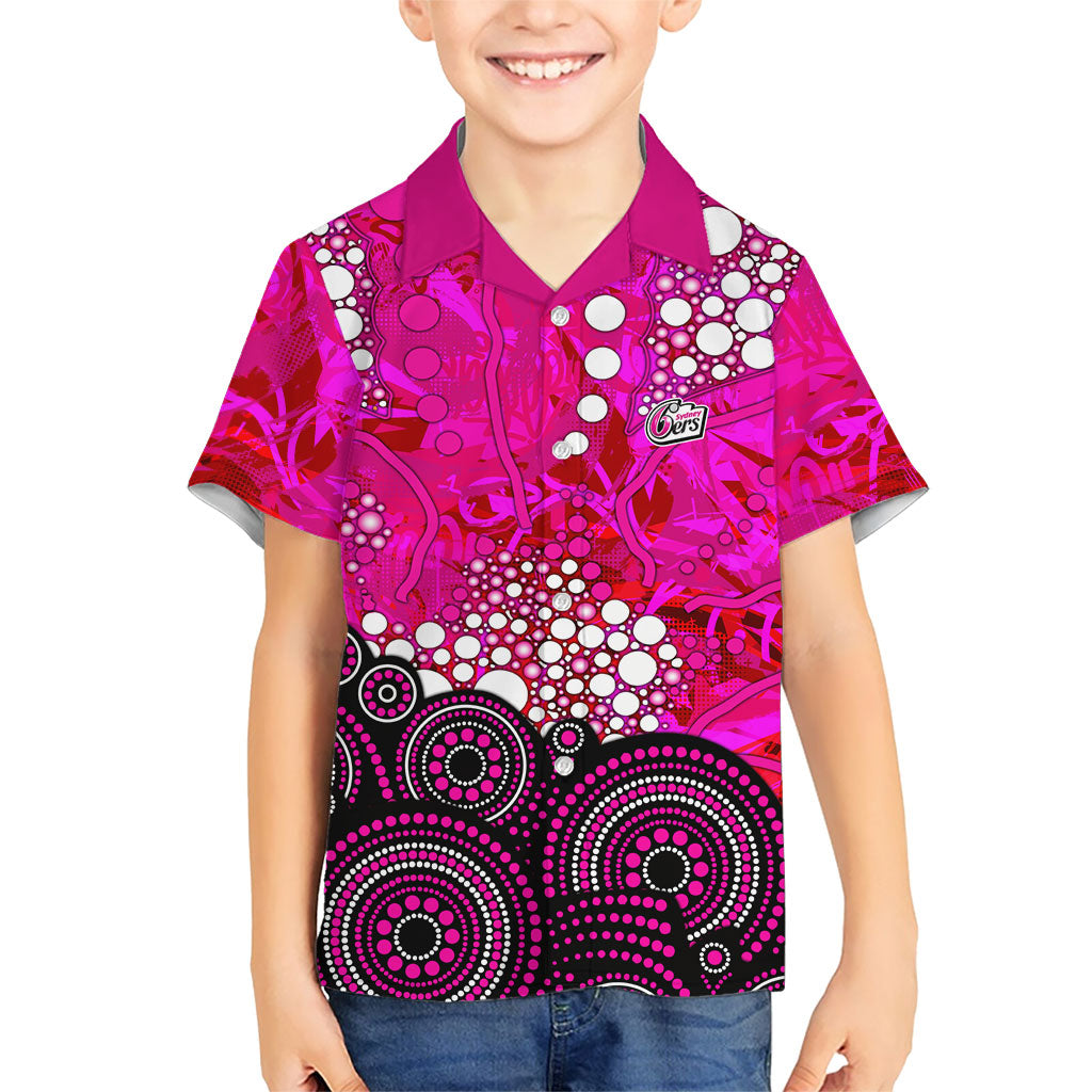 Sydney Sixers Kid Hawaiian Shirt Graffiti Urban Aboriginal Dot Abstract Design