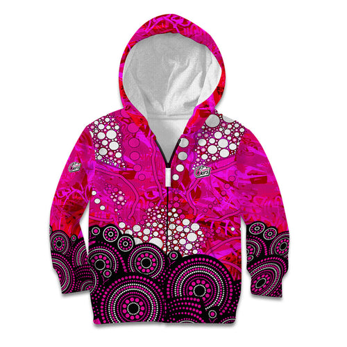 Sydney Sixers Kid Hoodie Graffiti Urban Aboriginal Dot Abstract Design