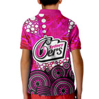 Sydney Sixers Kid Polo Shirt Graffiti Urban Aboriginal Dot Abstract Design