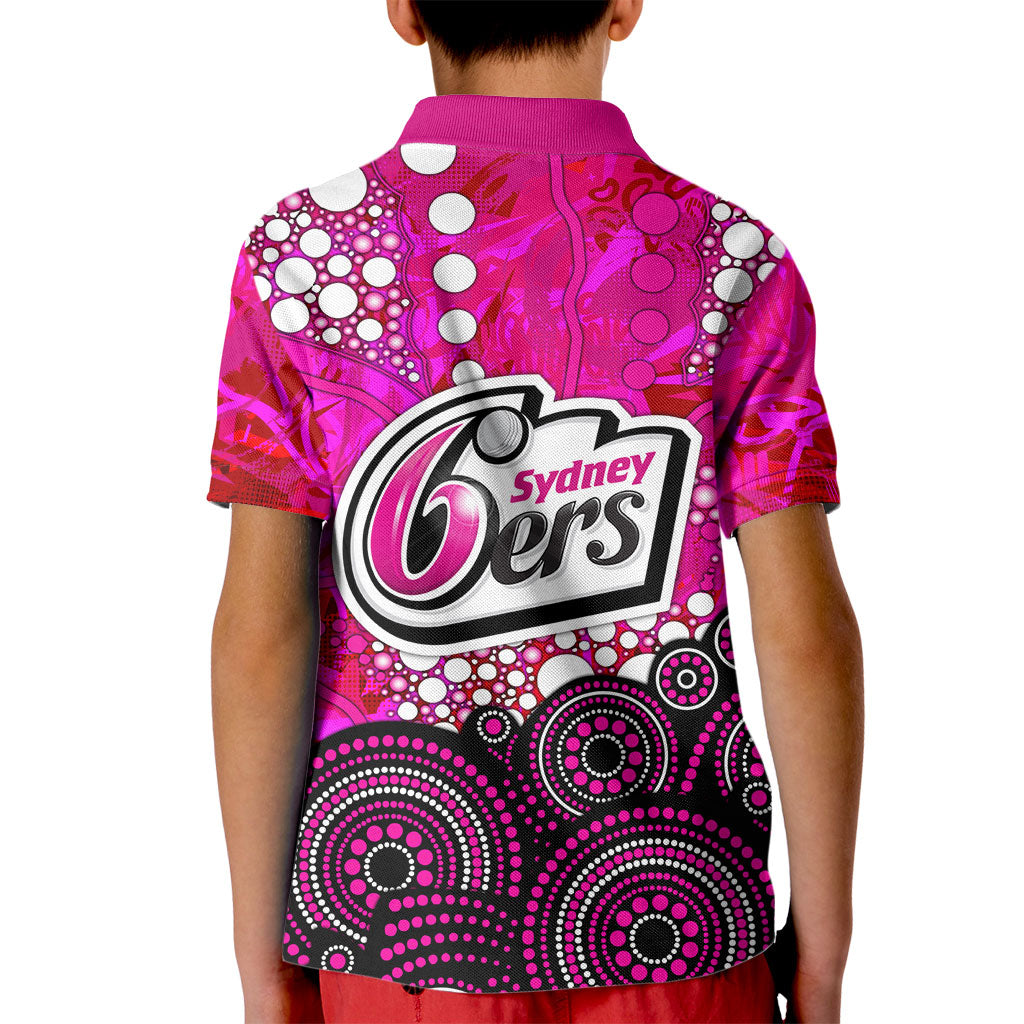 Sydney Sixers Kid Polo Shirt Graffiti Urban Aboriginal Dot Abstract Design