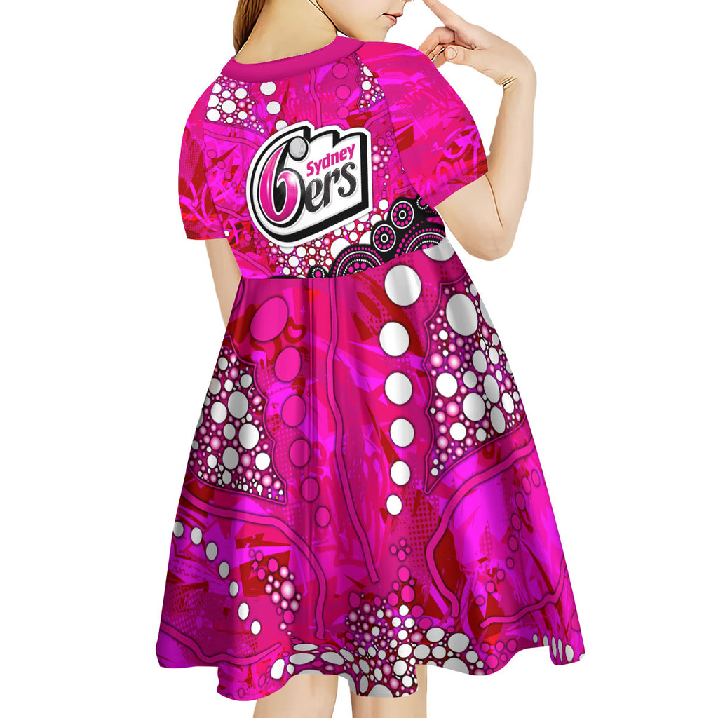 Sydney Sixers Kid Short Sleeve Dress Graffiti Urban Aboriginal Dot Abstract Design
