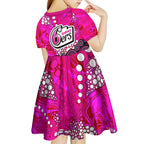Sydney Sixers Kid Short Sleeve Dress Graffiti Urban Aboriginal Dot Abstract Design